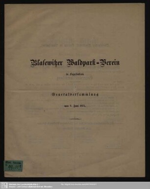 Generalversammlung vom 9. Juni 1875