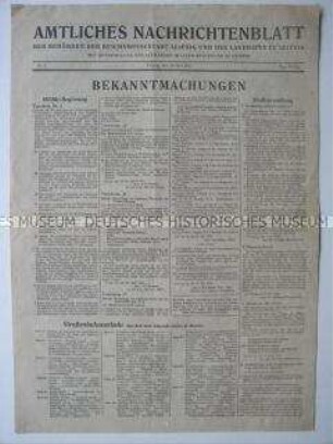 Amtliches Nachrichtenblatt (Mai 1945) der Leipziger Behörden mit Bekanntmachungen der Militärregierung und kommunalpolitischen Bekanntmachungen