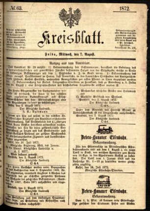 Ausgabe vom Mittwoch, den 07. August 1872.