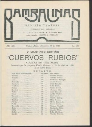 Cuervos rubios : comedia en tres actos