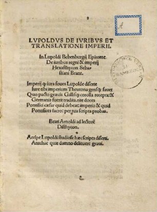 Lvpoldvs De Ivribvs Et Translatione Imperii