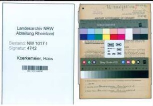 Entnazifizierung Hans Koerkemeier , geb. 25.02.1889 ()