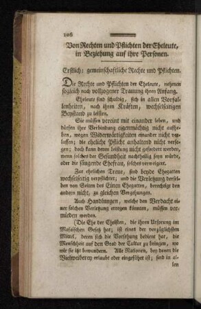 Von Rechten und Pflichten der Eheleute, in Beziehung auf ihre Personen.