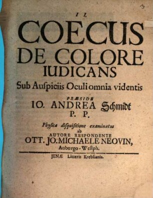 Coecus De Colore Iudicans