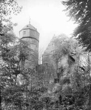 Gießen, Altes Schloß : Gießen. Ansicht mit Heidenturm vom Botanischen Garten (von Osten)