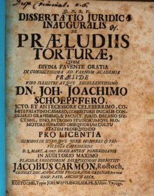 Diss. iur. inaug. de praeludiis torturae