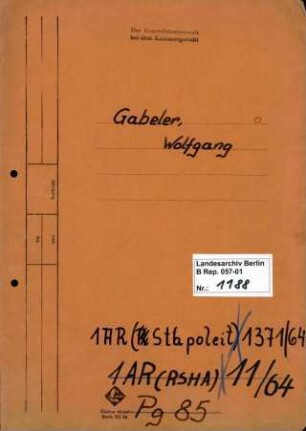Personenheft Wolfgang Gabeler (*01.02.1915), SS-Obersturmführer