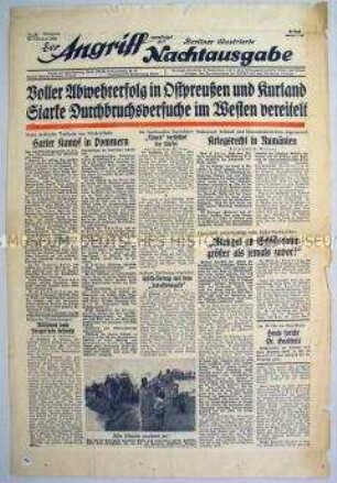 Tageszeitung "Der Angriff" u.a. über die Kämpfe an der Ostfront