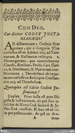 Cur dicitur Codex Iustinianaeus?