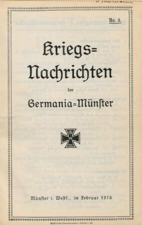 3.1915: Kriegsnachrichten der Germania, Münster