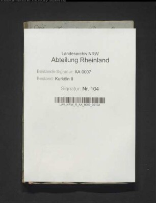 Übersicht über die im Jahre 1726 aus dem erzbischöflichen Nachlass verkauften Effekten