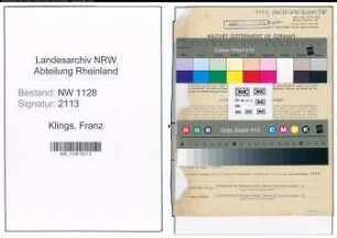 Entnazifizierung Franz Klings , geb. 10.01.1897 (Polizist)