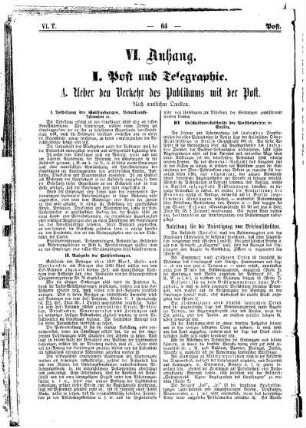 I. Post und Telegraphie