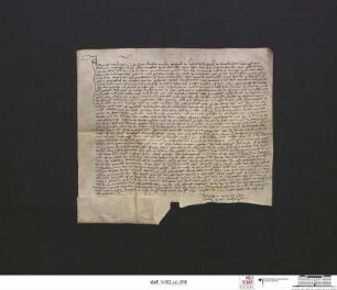 Der bischöfliche Offizial Johannes Wulf beurkundet ein Zeugenverhör im Streit über die Grenze des Schulzenhofes der Familie Rakow in Tzschetzschnow (Güldendorf)