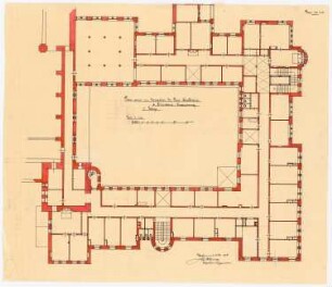 Benediktinerabtei St. Mauritius, Clerf (Clervaux): Grundriss des ersten Obergeschosses 1:100