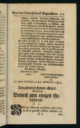 211-225, Vierzehendes Haupt-Stück, von dem Beweiß zum ewigen Gedächtniß