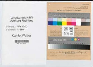 Entnazifizierung Walther Koehler, geb. 27.04.1886 (Komponist)