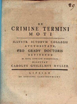 De Crimine Termini Moti