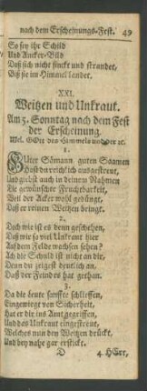 XXI. Weitzen und Unkraut. Am 5. Sonntag nach dem Fest der Erscheinung