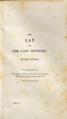 The poetical works of Sir Walter Scott, 1. The lay of the last minstrel