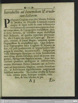 Introductio ad benevolum & eruditum Lectorem