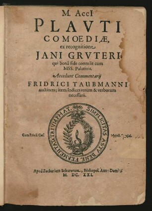 M. Acci[i] Plauti Comoediae,
