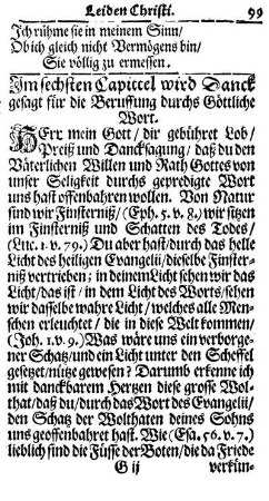 Im sechsten Capittel wird Danck gesagt für die Beruffung durchs Göttliche Wort.
