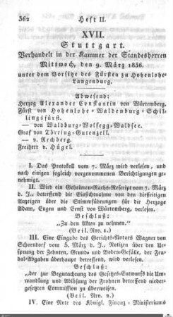 17. Sitzung, Stuttgart, 9.3.1836