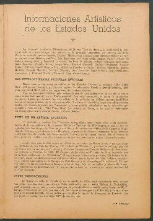 Informaciones artísticas de los Estados Unidos