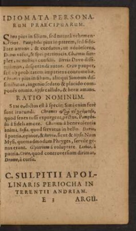 C. Sulpitii Apollinaris Periocha In Terentii Andriam.