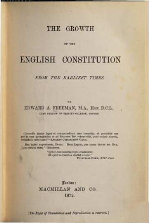 The growth of the English Constitution from the earliest times