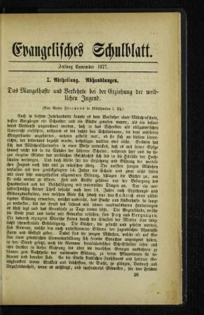 ¬Das¬ Mangelhafte und Verkehrte bei der Erziehung der weiblichen Jugend
