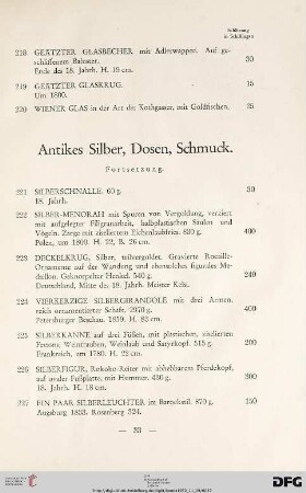 Antikes Silber, Dosen, Schmuck. Fortsetzung (Nr. 221-230)