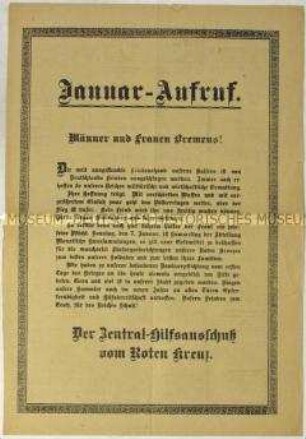 Spendenaufruf des Roten Kreuzes für Frontsoldaten und Familienangehörige