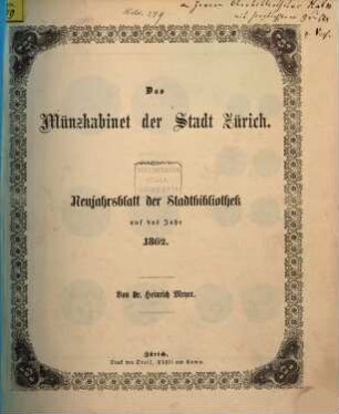 Neujahrsblatt : auf das Jahr ... 1862