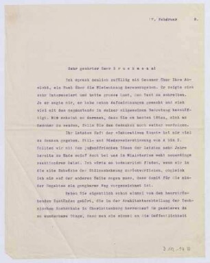 Schreiben an Bruckmann (Brief)