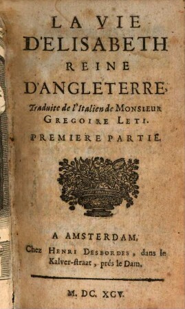 La Vie D'Elisabeth Reine D'Angleterre, 1