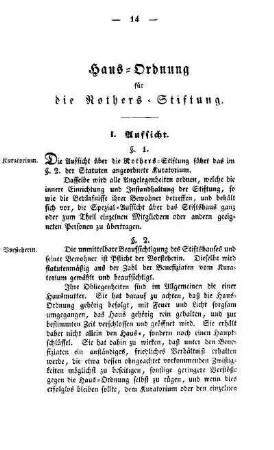 Haus-Ordnung für Rothers-Stiftung