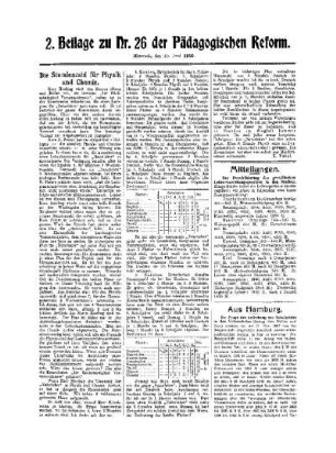 Mitteilungen : 2. Beilage zu Nr. 26 der Pädagogischen Reform