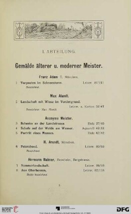 Gemälde älterer und moderner Meister (Nr. 1-214)