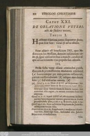 Caput XXI. De Oblatione Veteri, ubi de foedere veteri.
