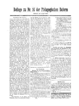 [Pädagogische Beleuchtung der geteilten und ungeteilten Schulzeit] : (Fortsetzung aus dem Hauptblatt) ; Beilage zu Nr. 14 der Pädagogischen Reform