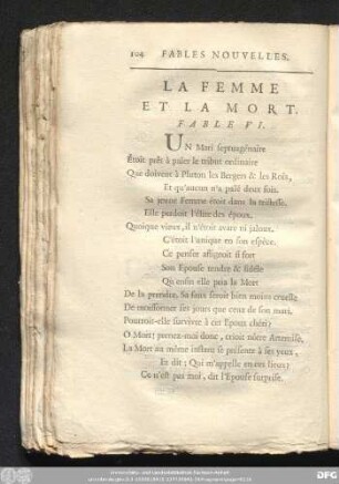 La Femme Et La Mort. Fable VI.