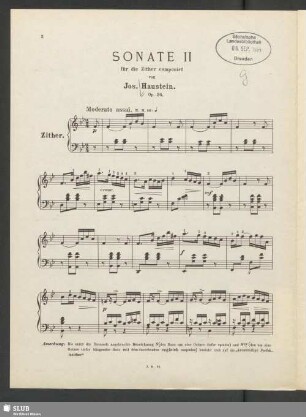 Sonate II für die Zither componiert