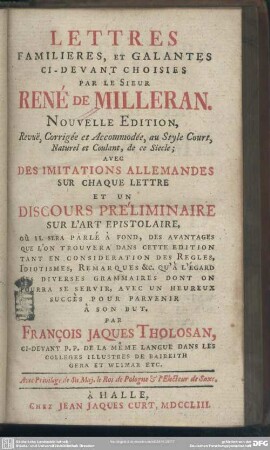 Lettres Familieres, Et Galantes Ci-Devant Choisies