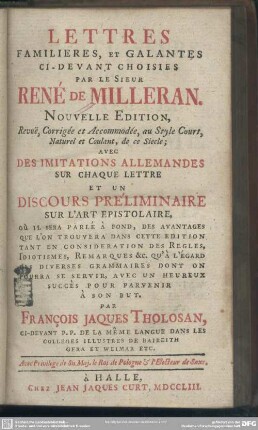 Lettres Familieres, Et Galantes Ci-Devant Choisies