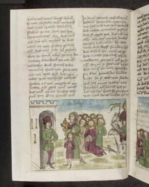 Josephs Brüder rechtfertigen sich bei Joseph wegen seines Kelches.