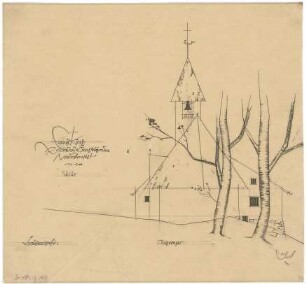 Gsaenger, Gustav; Ramsau bei Berchtesgaden (Bayern); Ev. Kirche - Tektur Nordostseite (Perspektive)