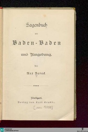 Sagenbuch von Baden-Baden und Umgebung