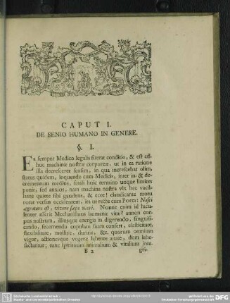 Caput I. De Senio Humano In Genere